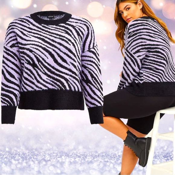 torrid Sweaters - Torrid Eyelash Yarn Wave Zebra Drop Shoulder Pullover Sweater Size 2 2XL NWT